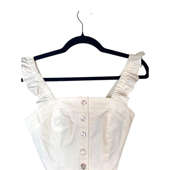2/$30 NWT Choosy Small White Cotton Blend Ruffled Strap Button-Down Crop - Picture 8 of 14